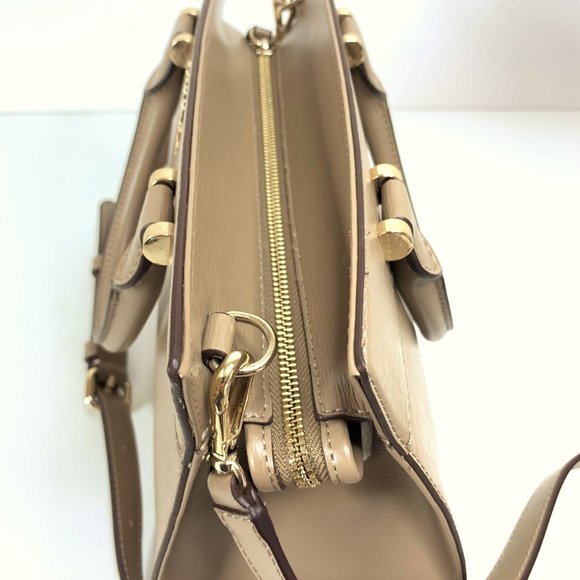 DKNY Ava Satchel Crossbody Bag Tan/Gold Medium
